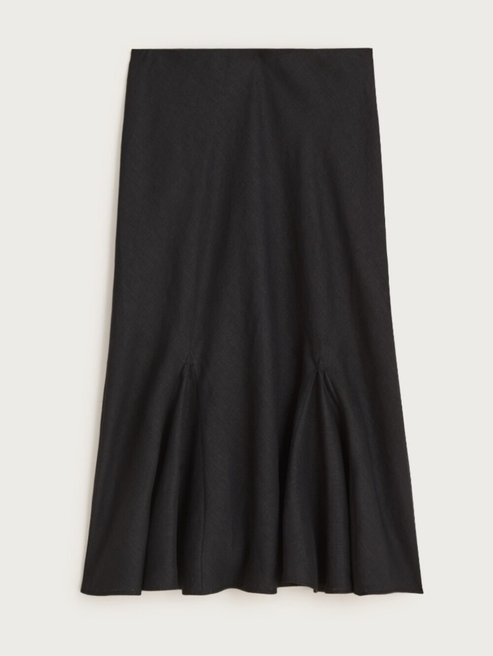 J. Crew Gwyneth Flounce Hem Slip Midi Skirt In Black Linen